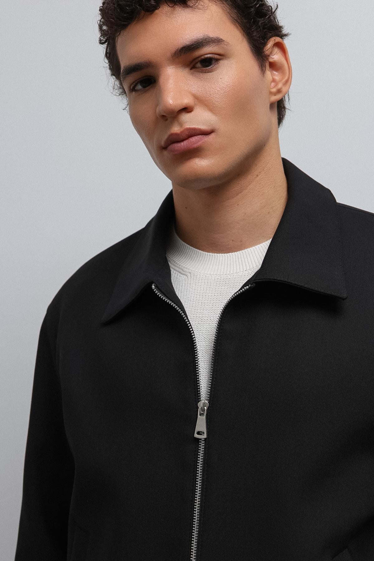 Antioch-Siyah Fermuarlı Mevsimlik Erkek Mont-Mont-6-Milagron.com