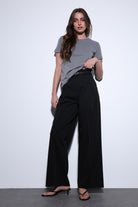 Antioch-Antioch Siyah Geniş Paça Kadın Pantolon-Kumaş Pantolon-1-Milagron.com