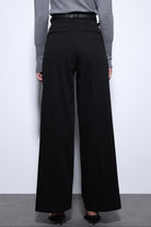 Antioch-Antioch Siyah Geniş Paça Kadın Pantolon-Kumaş Pantolon-5-Milagron.com