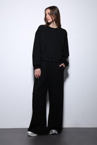 Antioch-Siyah Geniş Paça Relaxed Kadın Takım-Takım-3-Milagron.com