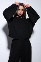 Antioch-Siyah Geniş Paça Relaxed Kadın Takım-Takım-4-Milagron.com