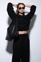 Antioch-Siyah Geniş Paça Relaxed Kadın Takım-Takım-5-Milagron.com