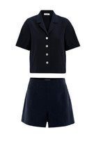 Antioch-Siyah Gömlek Şort Kadın Takım-Alt - Üst Takım-8-Milagron.com