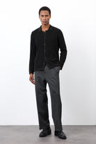 Antioch-Siyah İnce örgü Triko Erkek Hırka-Hırka-2-Milagron.com