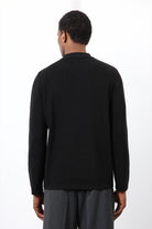 Antioch-Siyah İnce örgü Triko Erkek Hırka-Hırka-8-Milagron.com