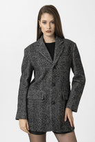 Antioch-Siyah Kadın Balıksırtı Desenli Blazer Ceket-Ceket-2-Milagron.com