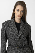 Antioch-Siyah Kadın Balıksırtı Desenli Blazer Ceket-Ceket-5-Milagron.com