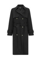 Antioch-Siyah Kadın Kruvaze Kapama Kemerli Trençkot-Trençkot-7-Milagron.com