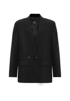 Antioch-Siyah Kadın Kruvaze Kapama Oversize Blazer Ceket-Blazer Ceket-10-Milagron.com
