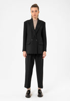Antioch-Siyah Kadın Kruvaze Kapama Oversize Blazer Ceket-Blazer Ceket-4-Milagron.com