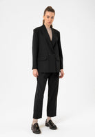Antioch-Siyah Kadın Kruvaze Kapama Oversize Blazer Ceket-Blazer Ceket-5-Milagron.com