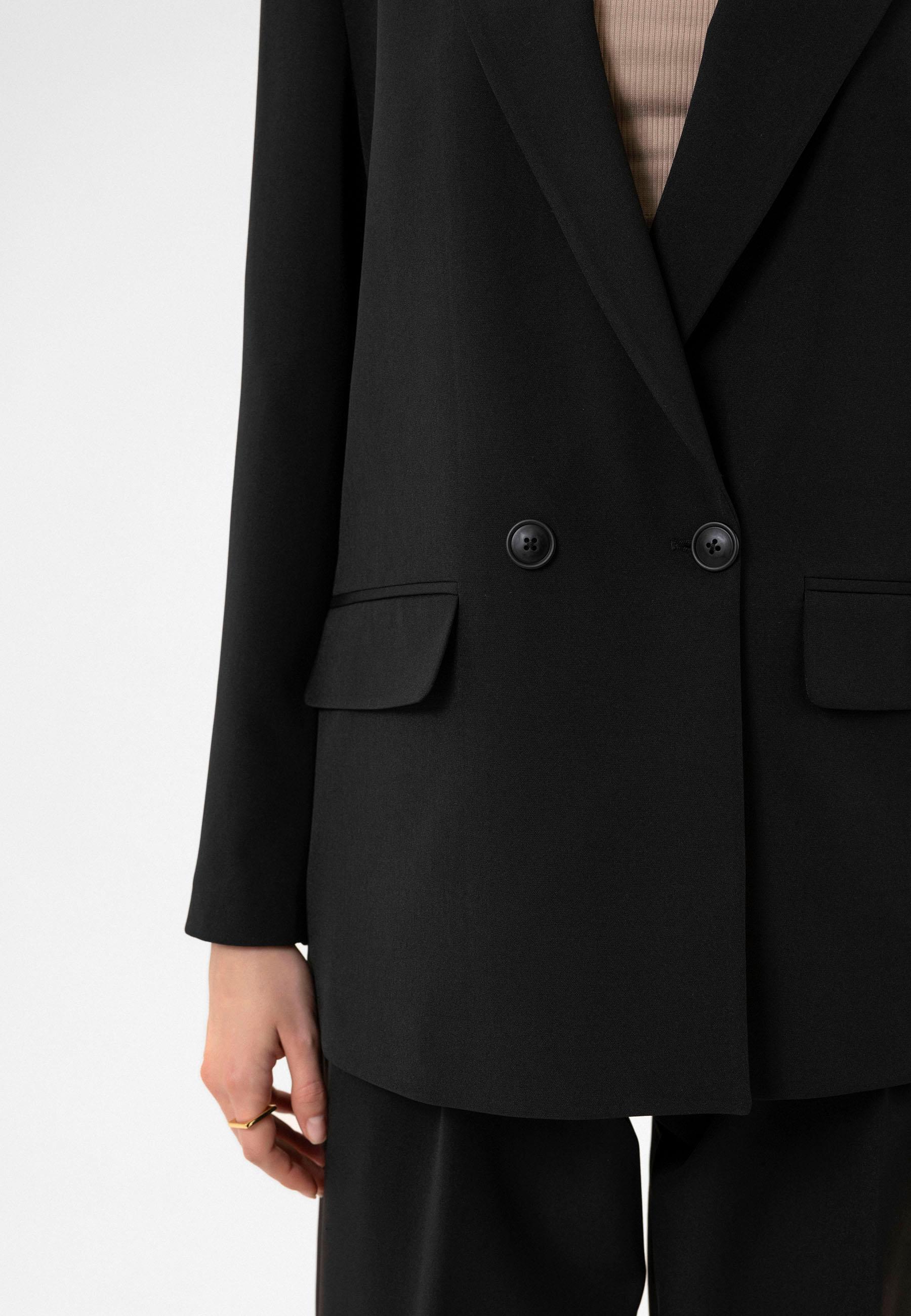 Antioch-Siyah Kadın Kruvaze Kapama Oversize Blazer Ceket-Blazer Ceket-8-Milagron.com