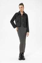 Antioch-Siyah Kadın Mevsimlik İnce Kısa Ceket-Ceket-3-Milagron.com