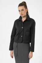 Antioch-Siyah Kadın Mevsimlik İnce Kısa Ceket-Ceket-4-Milagron.com