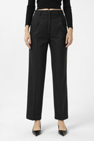 Antioch-Siyah Kadın Yüksek Bel Pileli Pantolon-Kumaş Pantolon-1-Milagron.com