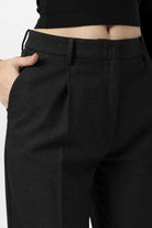 Antioch-Siyah Kadın Yüksek Bel Pileli Pantolon-Kumaş Pantolon-5-Milagron.com