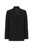 Antioch-Siyah Kadın Yün Karışımlı Balıksırtı Desenli Blazer Ceket-Ceket-7-Milagron.com