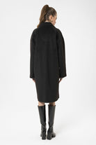 Antioch-Siyah Kadın Yün Karışımlı Dokulu Kaban-Kaban-6-Milagron.com