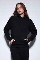 Antioch-Siyah Kapüşonlu Basic Kadın Sweatshirt-Sweatshirt-3-Milagron.com