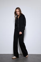 Antioch-Siyah Kapüşonlu üst Ve Geniş Paça Triko Takım-Alt - Üst Takım-4-Milagron.com