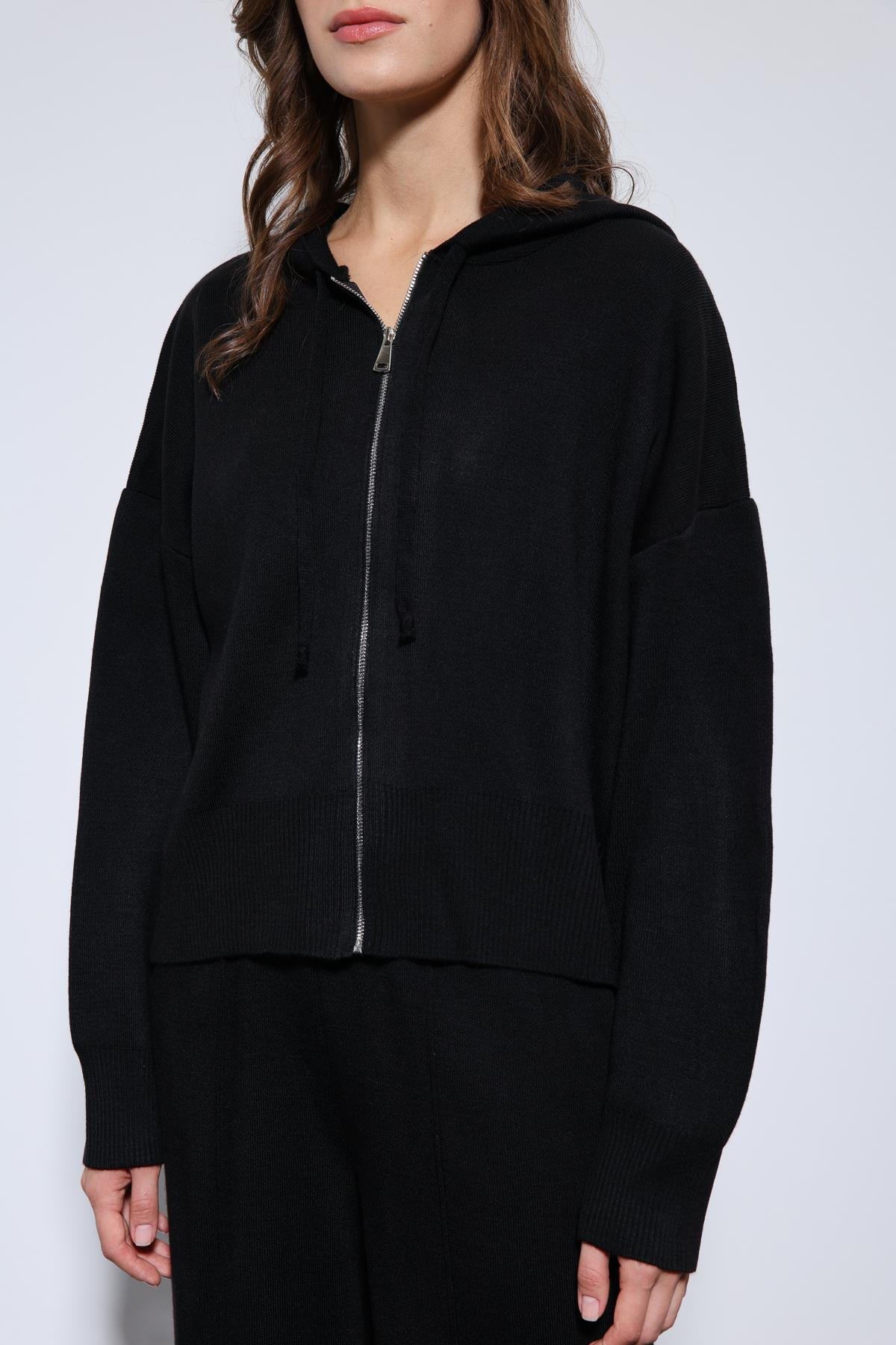 Antioch-Siyah Kapüşonlu üst Ve Geniş Paça Triko Takım-Alt - Üst Takım-6-Milagron.com