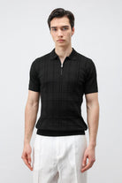 Antioch Siyah Kareli Desenli Erkek Triko T-Shirt