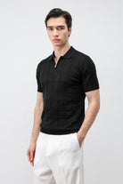 Antioch Siyah Kareli Desenli Erkek Triko T-Shirt