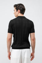 Antioch Siyah Kareli Desenli Erkek Triko T-Shirt