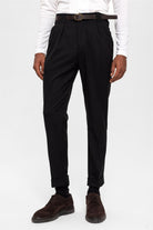 Antioch-Siyah Kemerli Double Paça Pantolon-Kumaş Pantolon-3-Milagron.com