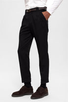 Antioch-Siyah Kemerli Double Paça Pantolon-Kumaş Pantolon-4-Milagron.com
