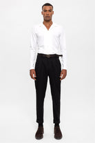 Antioch-Siyah Kemerli Double Paça Pantolon-Kumaş Pantolon-6-Milagron.com