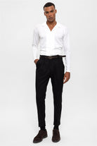 Antioch-Siyah Kemerli Double Paça Pantolon-Kumaş Pantolon-7-Milagron.com