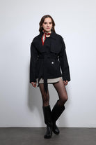 Antioch-Siyah Kemerli Kısa Trençkot-Trençkot-3-Milagron.com