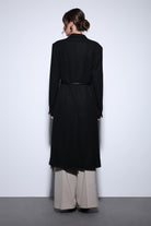 Antioch-Antioch Siyah Kemerli Kruvaze Kadın Kaban-Kaban-6-Milagron.com