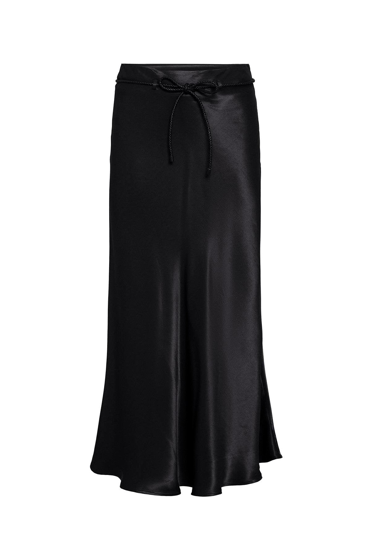 Antioch-Siyah Kemerli Saten Uzun Kadın Etek-Etek-6-Milagron.com