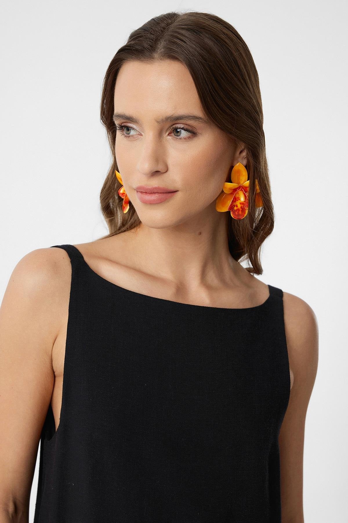 Antioch-Siyah Keten Karışımlı Kadın Mini Elbise-Elbise-3-Milagron.com