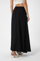 Antioch-Siyah Keten Karışımlı Kadın Uzun Etek-Etek-4-Milagron.com