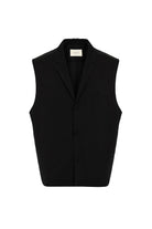 Antioch-Siyah Keten Karışımlı Kolsuz Erkek Gömlek-Gömlek-6-Milagron.com