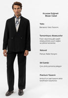 Antioch-Siyah Keten Karışımlı Kruvaze Düğmeli Erkek Blazer Ceket-Ceket-3-Milagron.com