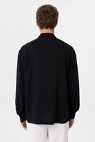 Antioch-Siyah Keten Karışımlı Relaxed Erkek Gömlek-Gömlek-10-Milagron.com