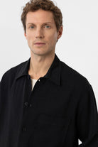 Antioch-Siyah Keten Karışımlı Relaxed Erkek Gömlek-Gömlek-8-Milagron.com