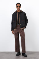 Antioch-Siyah Kontrast Yaka Erkek Mont-Mont-4-Milagron.com