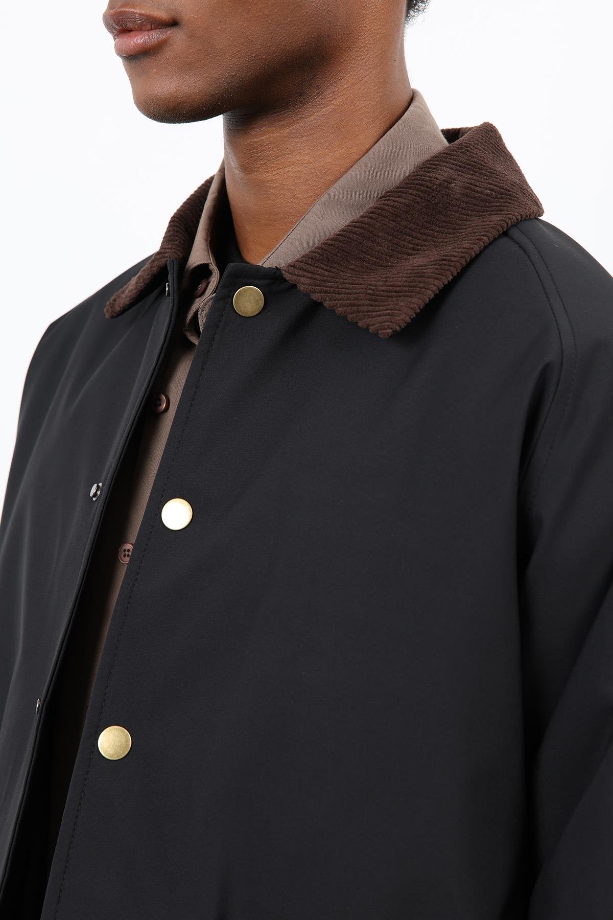 Antioch-Siyah Kontrast Yaka Erkek Mont-Mont-7-Milagron.com