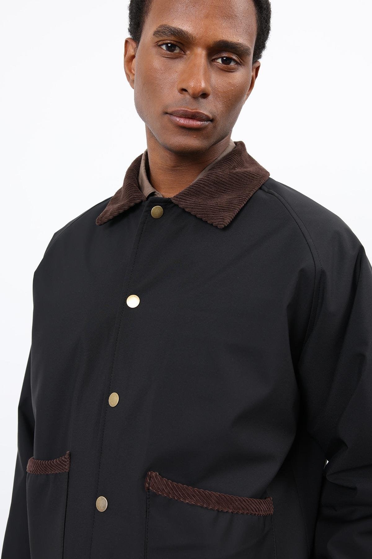 Antioch-Siyah Kontrast Yaka Erkek Mont-Mont-8-Milagron.com