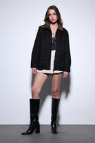 Antioch-Antioch Siyah Kontrast Yaka Kadın Ceket-Ceket-3-Milagron.com