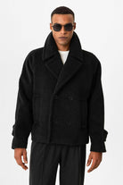 Antioch-Siyah Kruvaze Crop Fit Erkek Mont-Mont-2-Milagron.com