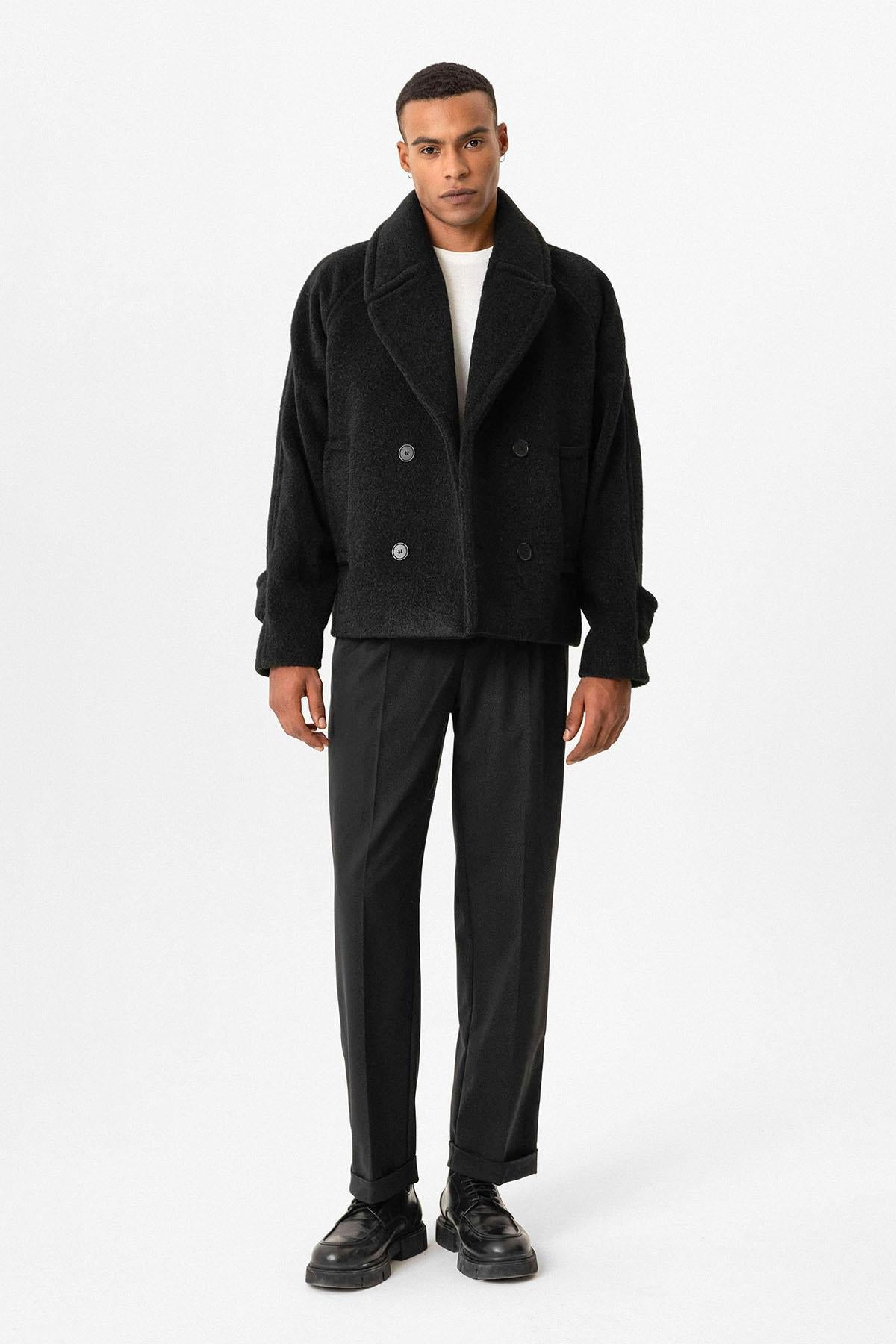 Antioch-Siyah Kruvaze Crop Fit Erkek Mont-Mont-3-Milagron.com