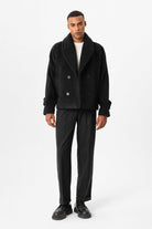 Antioch-Siyah Kruvaze Crop Fit Erkek Mont-Mont-3-Milagron.com