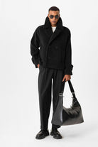 Antioch-Siyah Kruvaze Crop Fit Erkek Mont-Mont-4-Milagron.com