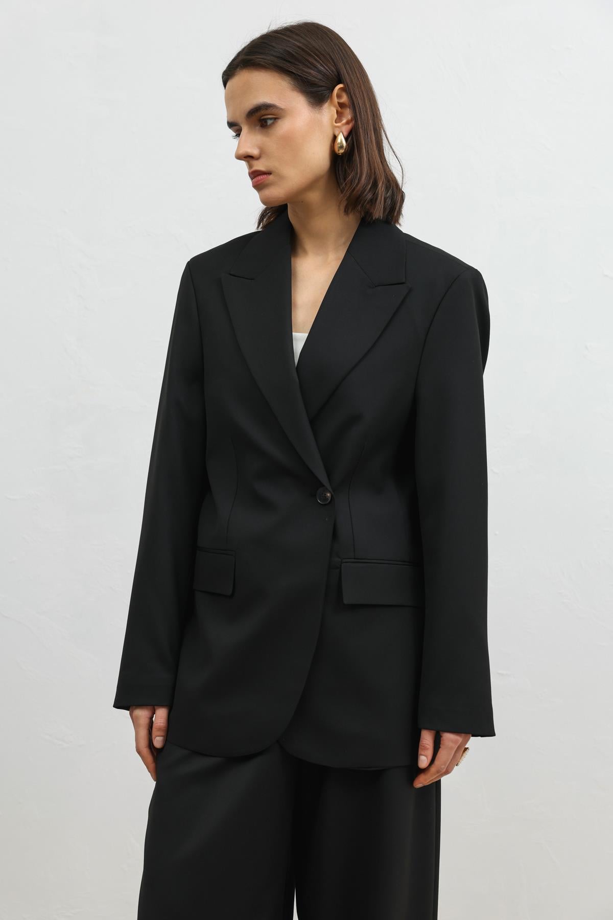 Antioch Siyah Kruvaze Kadın Blazer